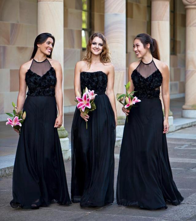black-bridesmaid-dresses-with-floor-length